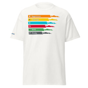 Downforce board game t-shirt with racing and strategy theme